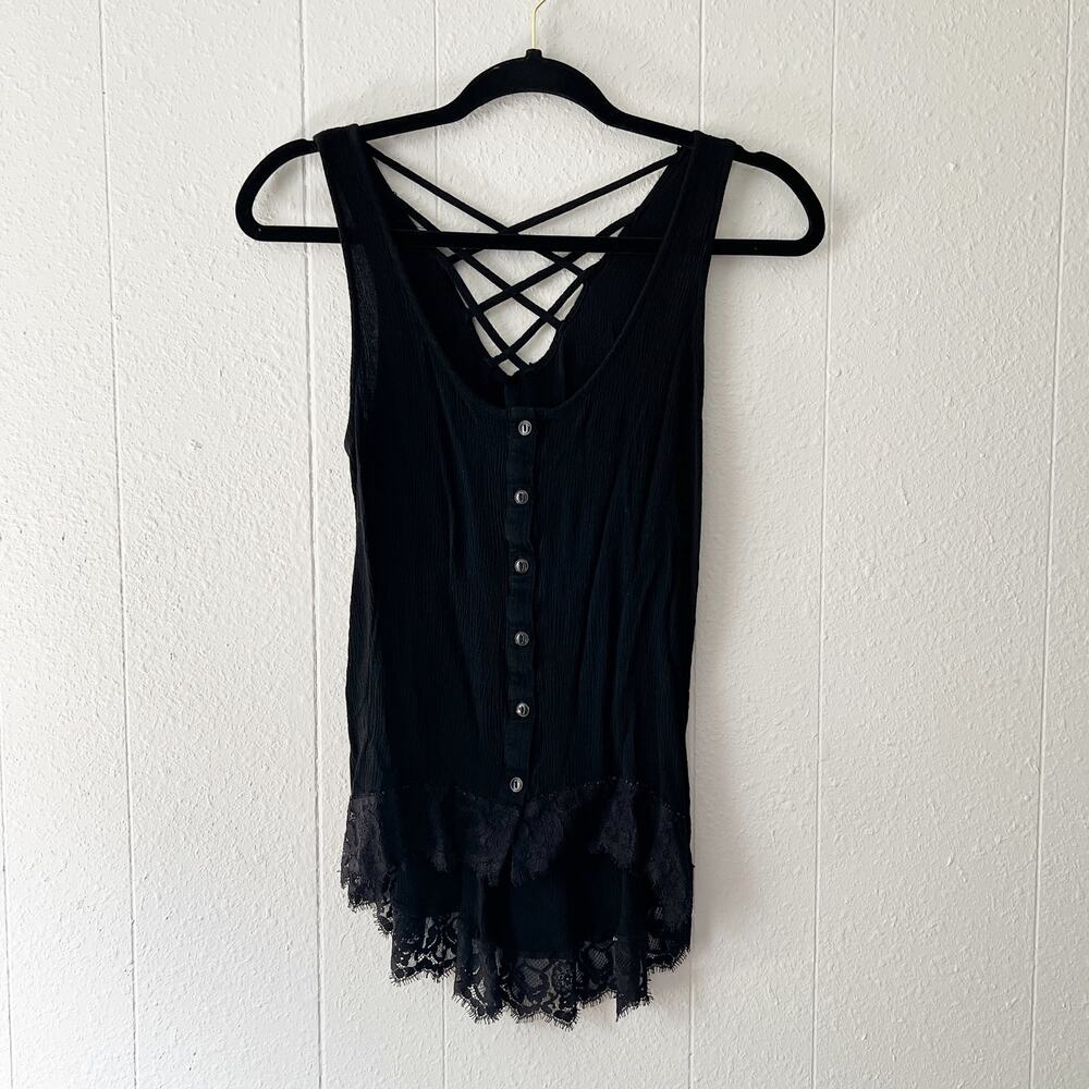 Womens Gauzy Lace Top XS Boho Fairygoth Witchy Gothcore Emo Rockabilly Punk